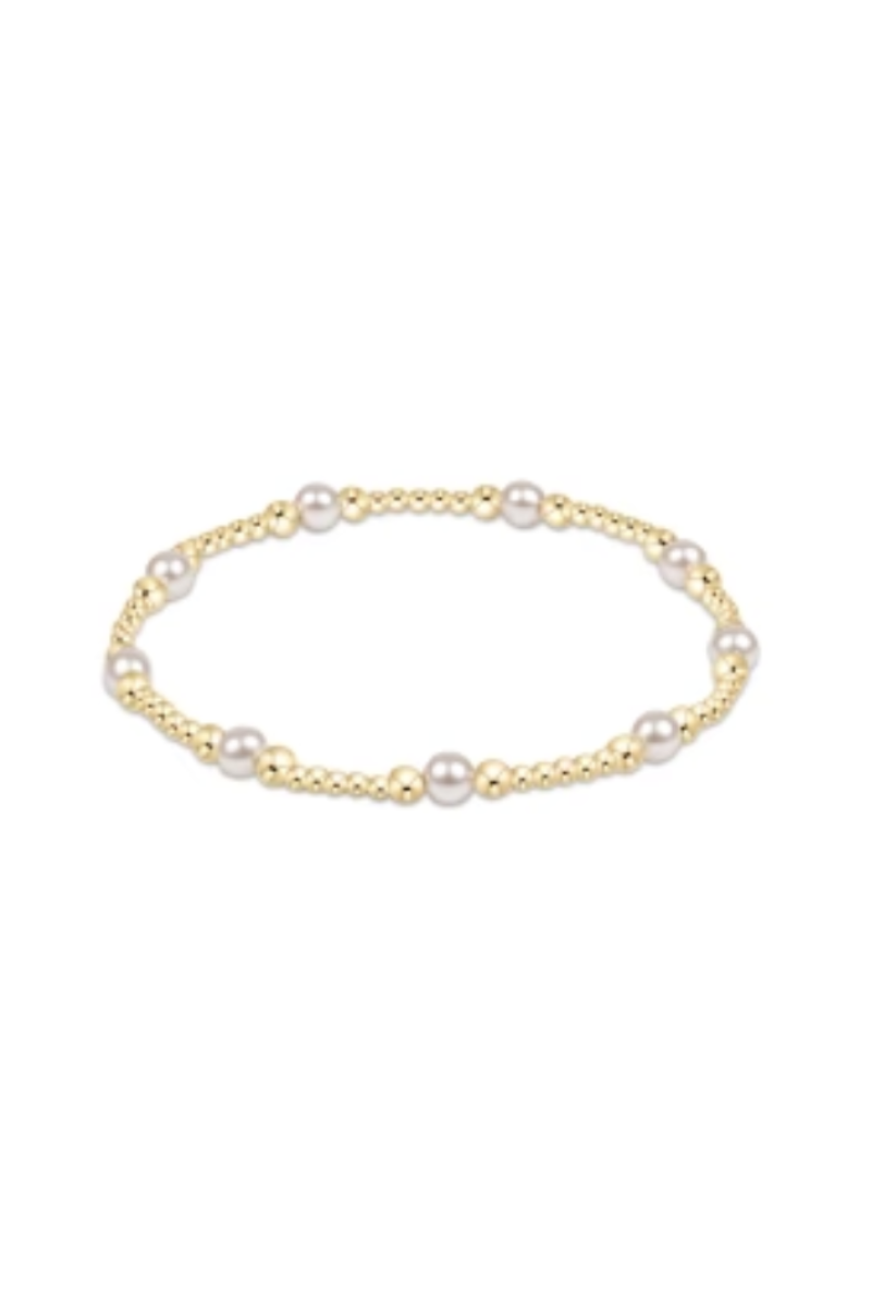 Classic Purpose Pattern 4mm Bead Bracelet - Pearl