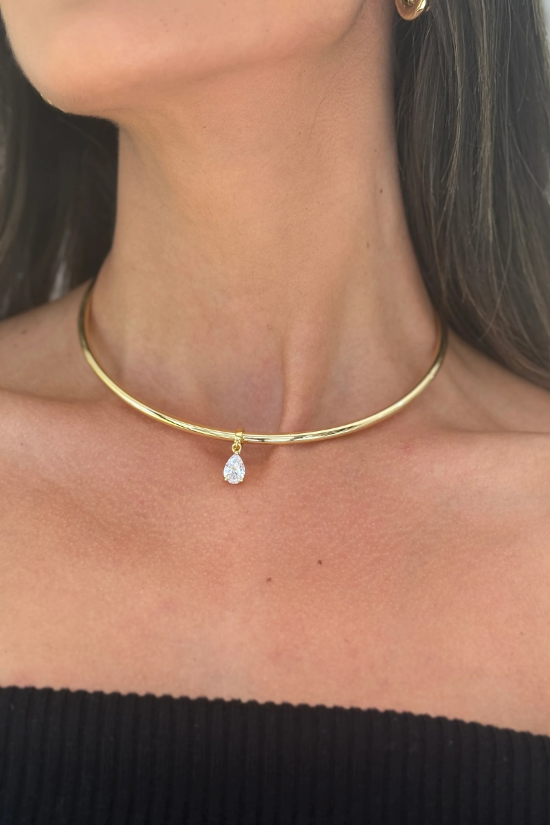 Pear Cut Necklace Cuff Choker