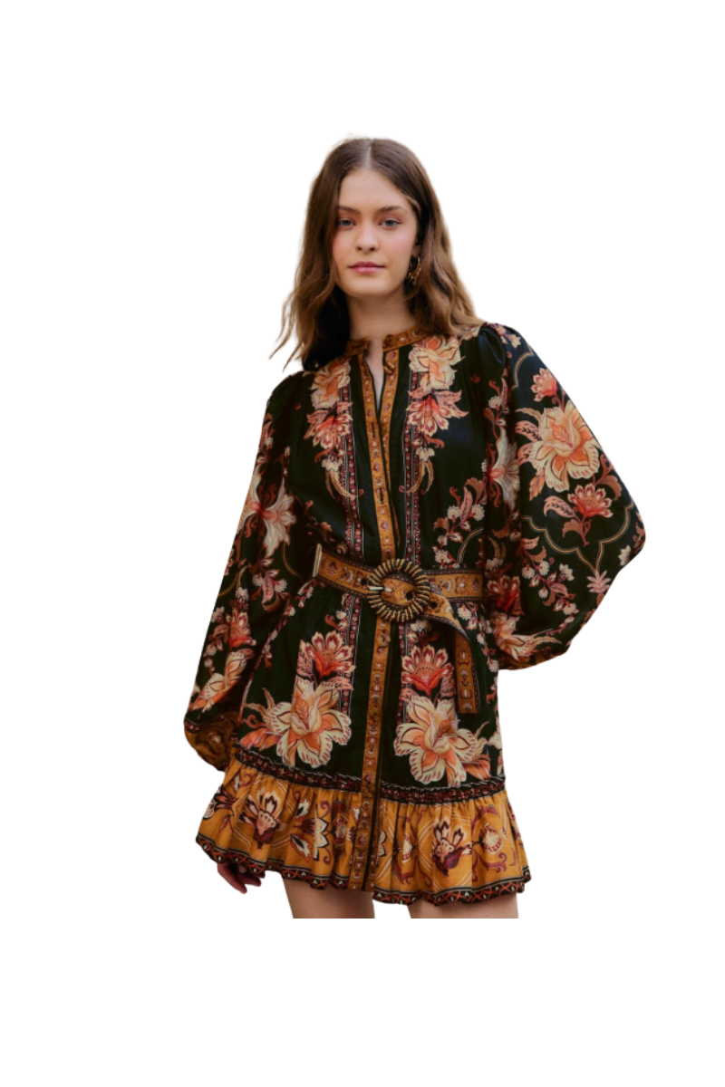 Majestic Garden Black Mini Dress