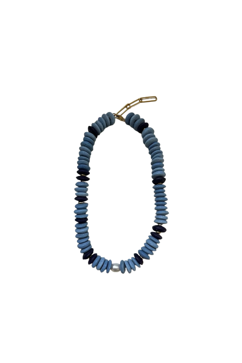 Liv James - Mixed Blue Chunky Freshwater Pearl Necklace