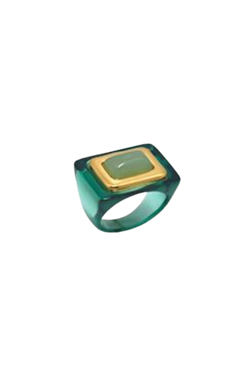 Gold Polished Jade Ring