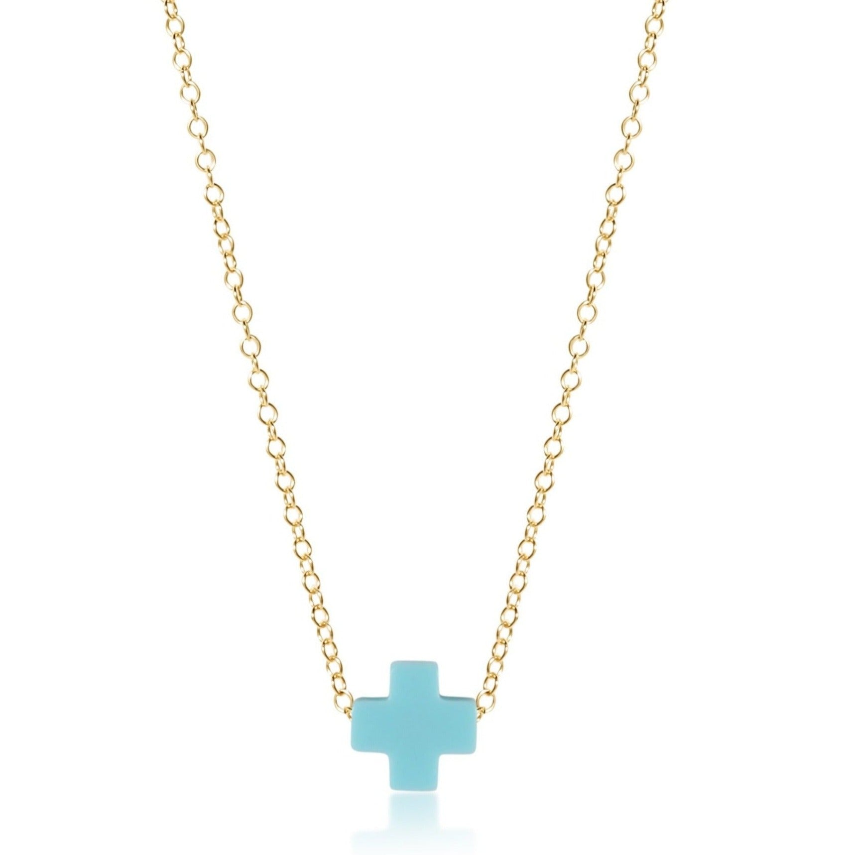 16" Necklace Gold - Signature Cross Onyx