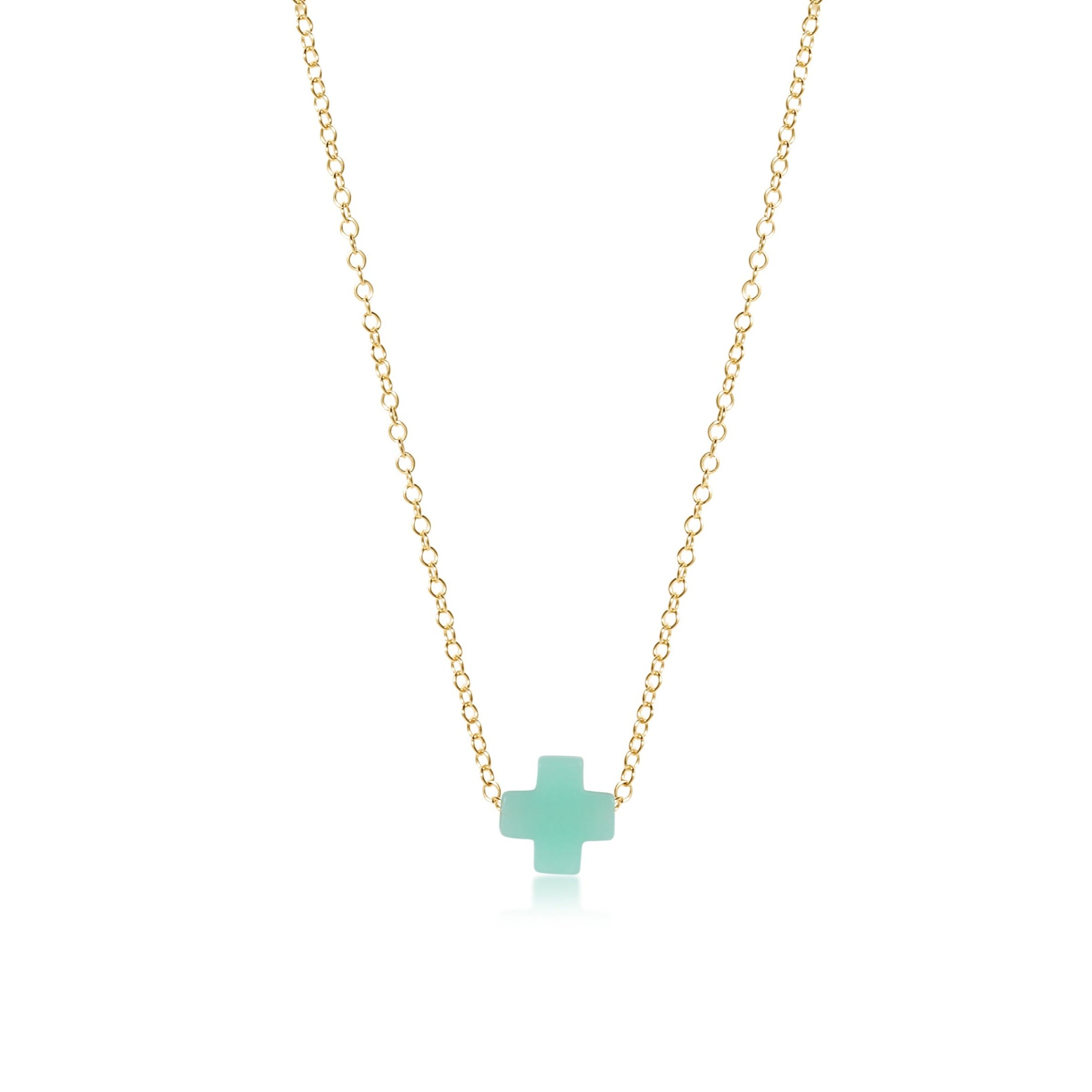 16" Necklace Gold - Signature Cross Onyx