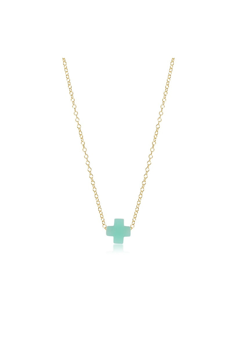 16" Necklace Gold - Signature Cross Onyx