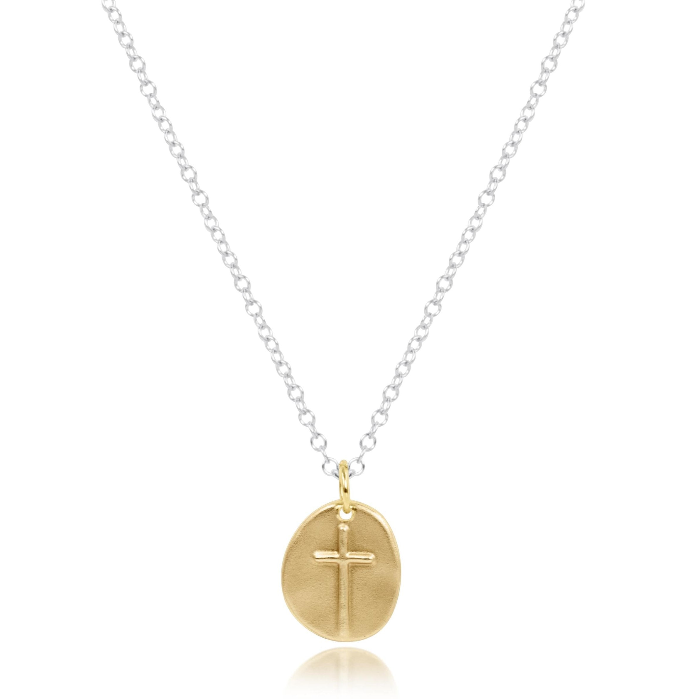 16" Necklace Sterling Mixed Metal - Inspire Love Small Gold Charm