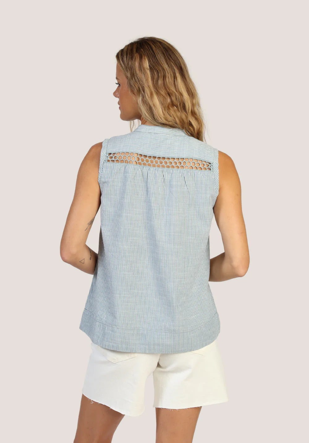 Leni Lace-Up Shirt in Denim