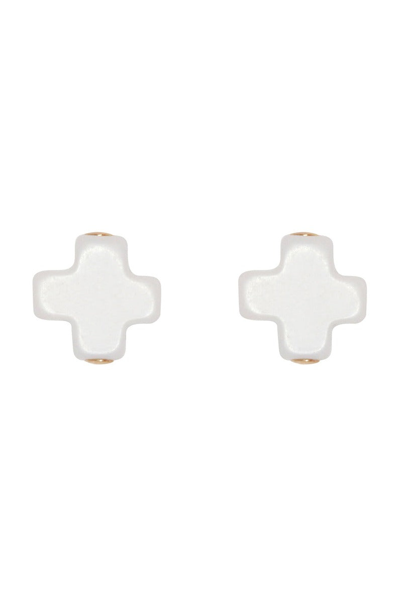 Signature Cross Small Stud  - Off-White