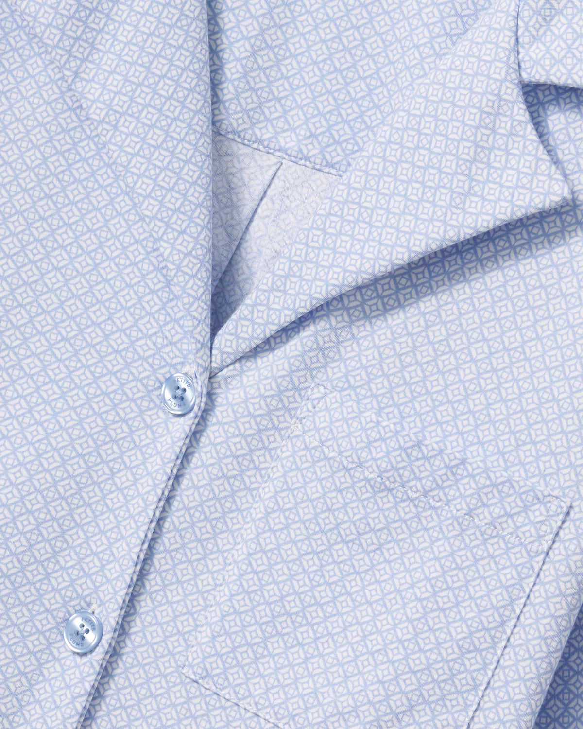 The Olivia Lightweight Pima Short Set in Periwinkle Geo