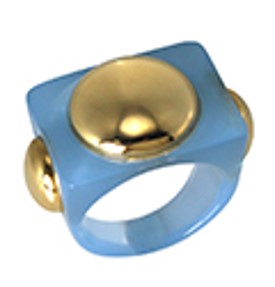 Blue Tri-Bubble Square Ring