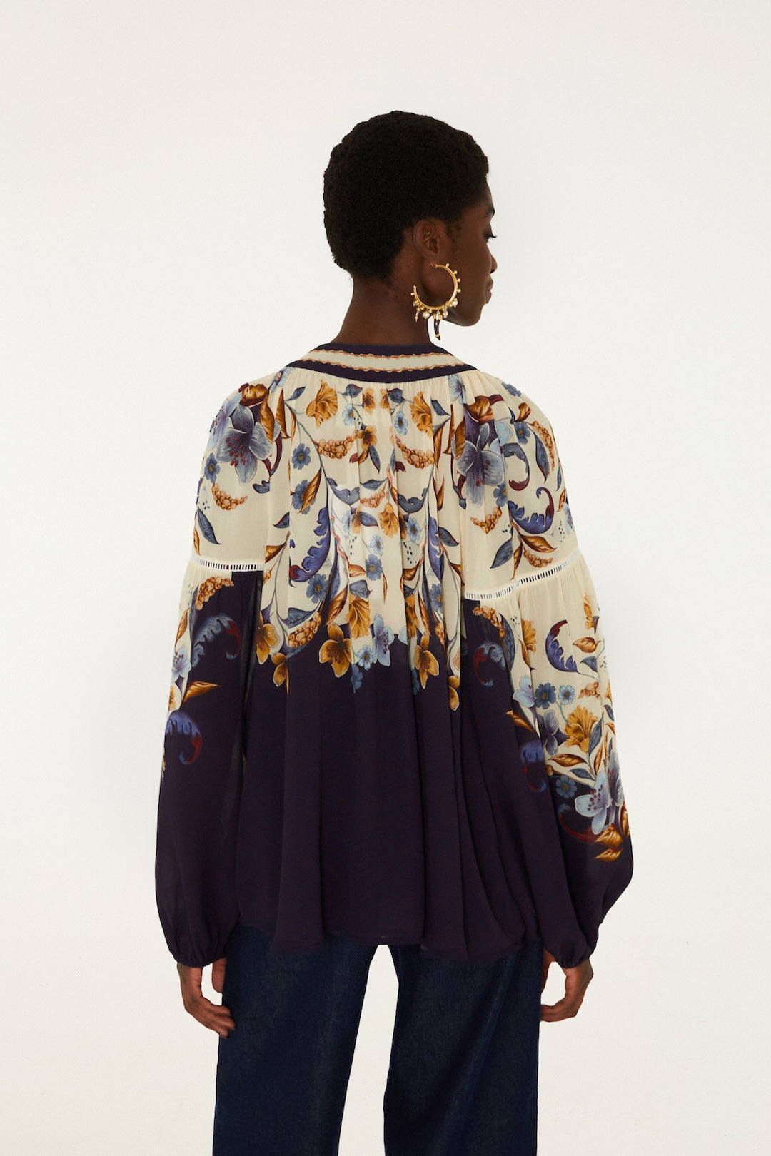 GOLDEN NATURE NAVY BLUE BLOUSE