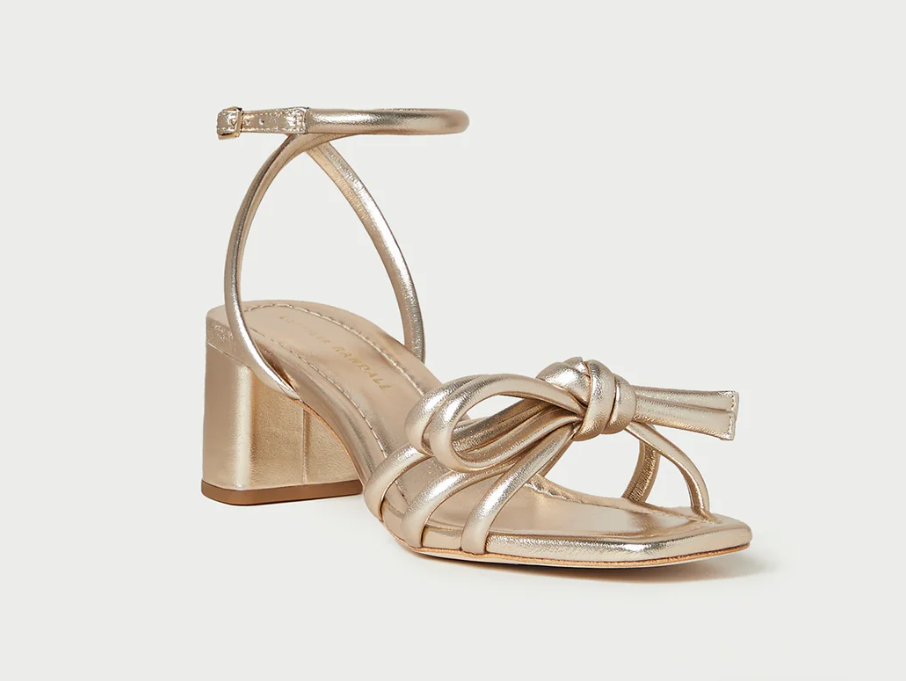 Mikel Champagne Bow Mid-Heel Sandal