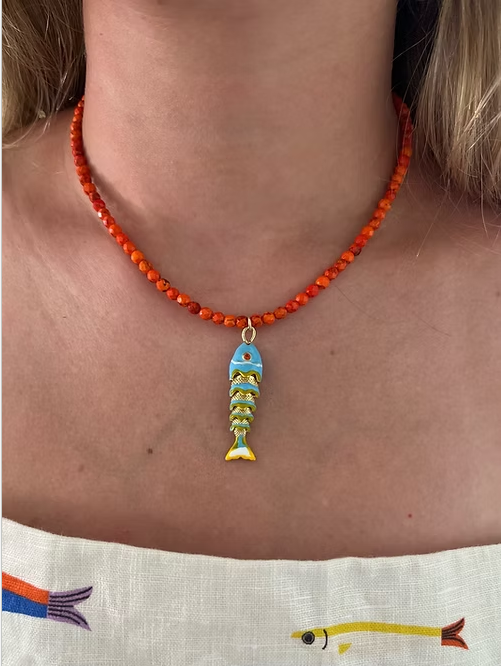 Liv James - Orange Fish Necklace