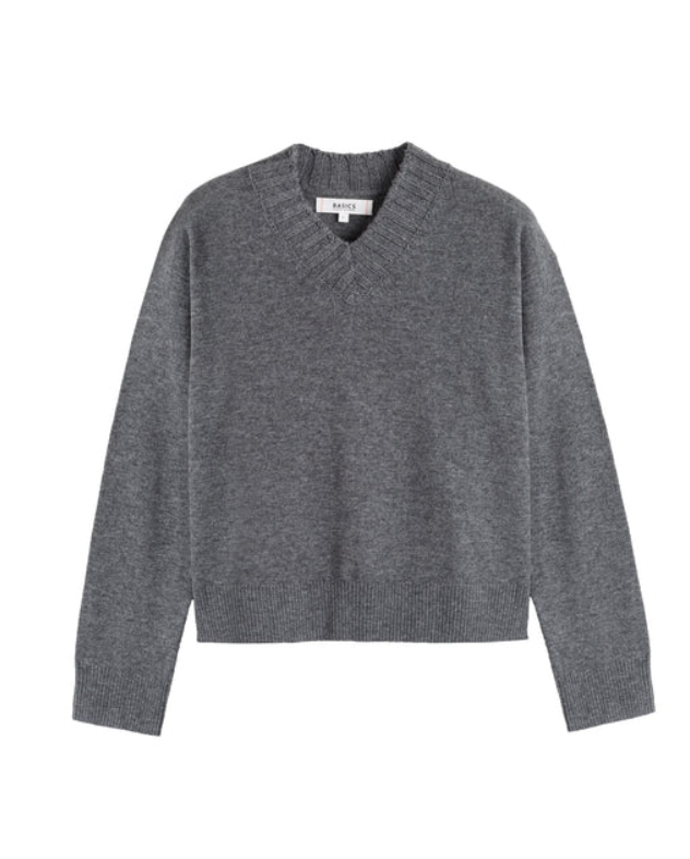 Cashmere Ribbed V-Neck Sweater