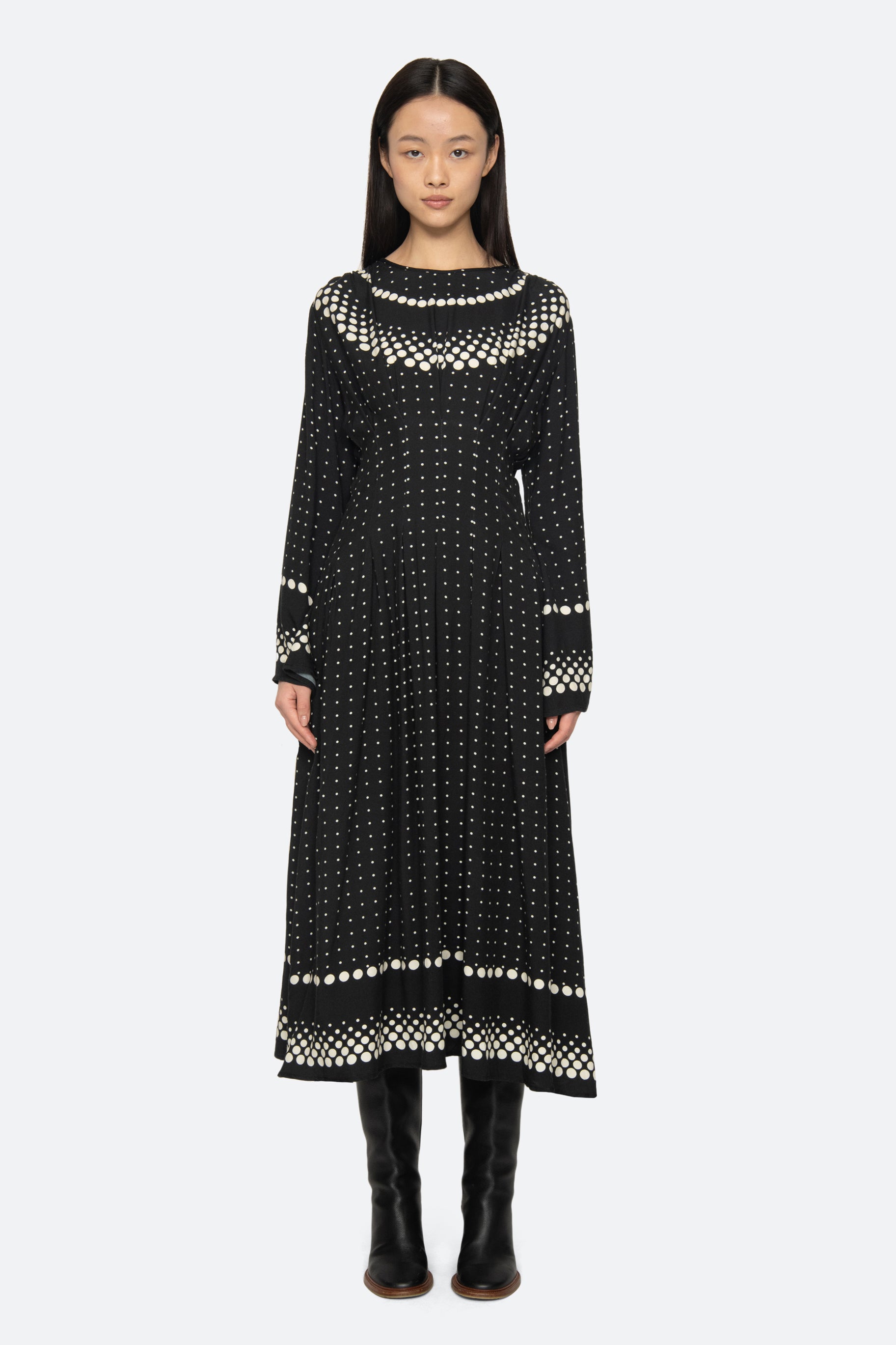ELLY POLKA PRINT BELL SLV DRESS (D1)