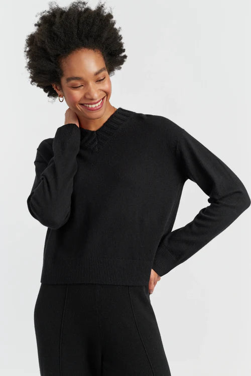 Cashmere Ribbed V-Neck Sweater