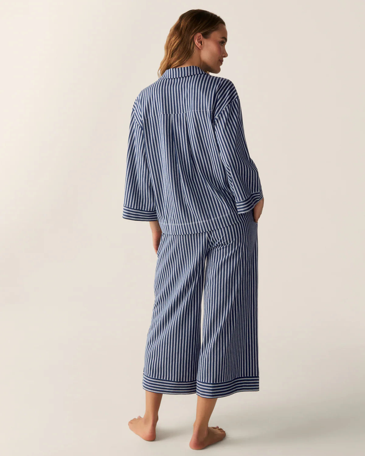 Women's Olivia Wide Leg Pajama in Admiral Ticking