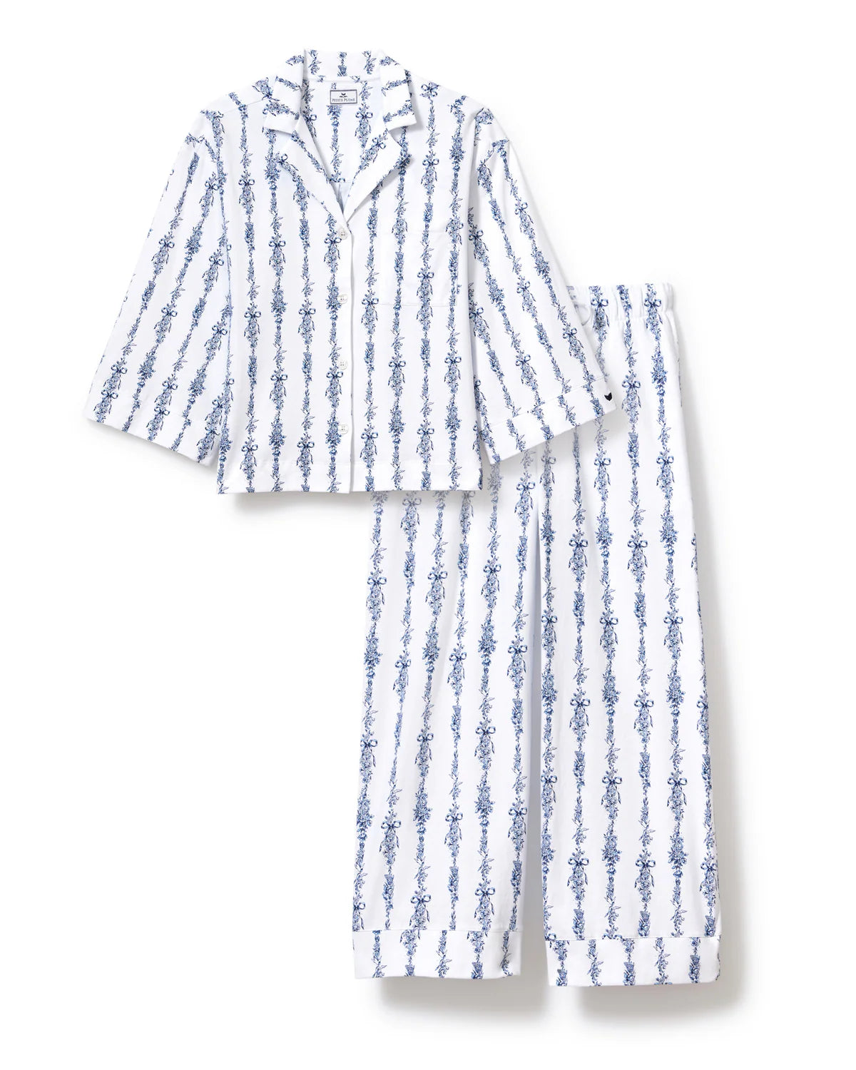 Women's Pima Olivia Wide Leg Pajama in Navy Mayfair Toile