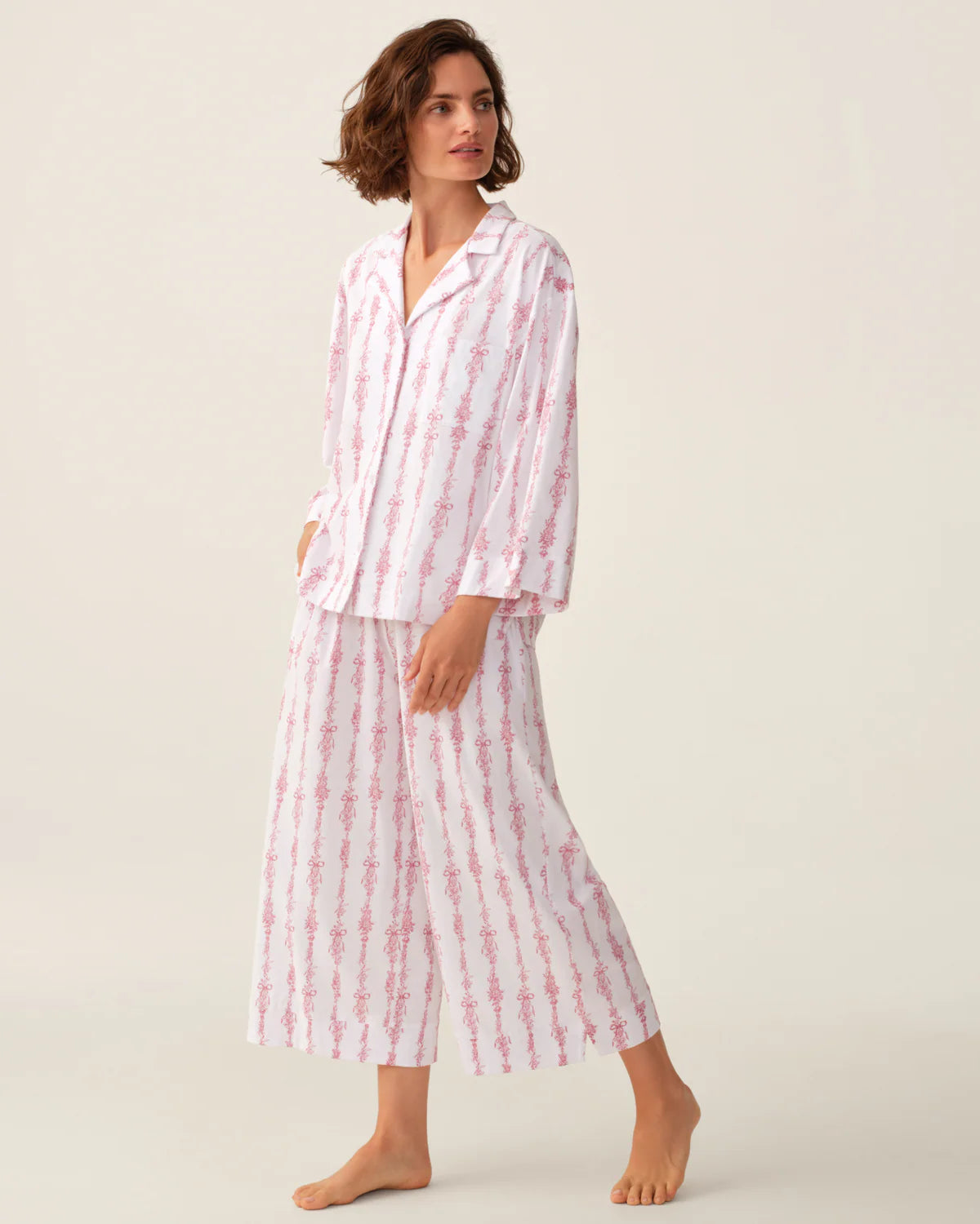 Women's Pima Olivia Wide Leg Pajama in Pink Mayfair Toile