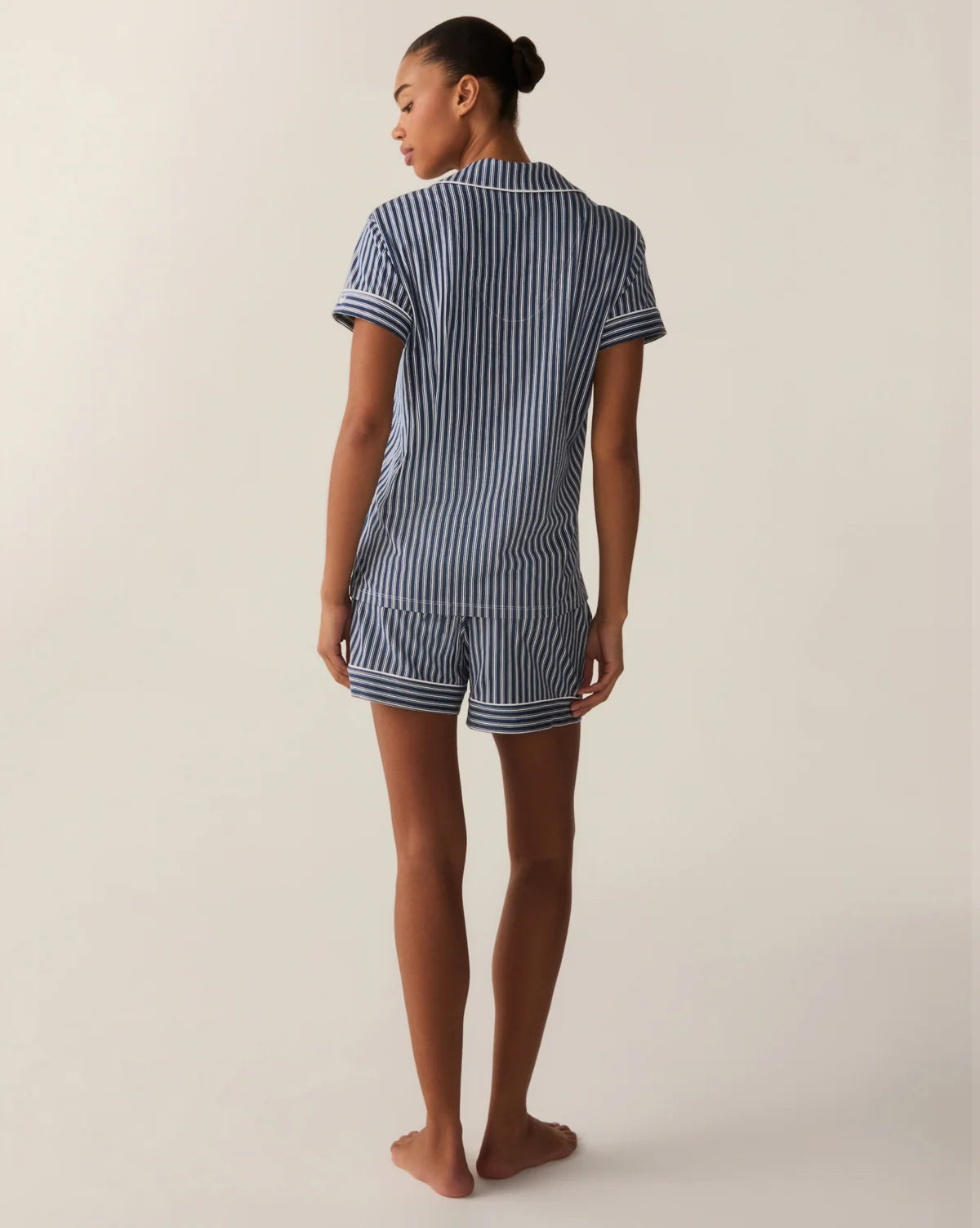 Women's Pima Shortie Set in Admiral Ticking