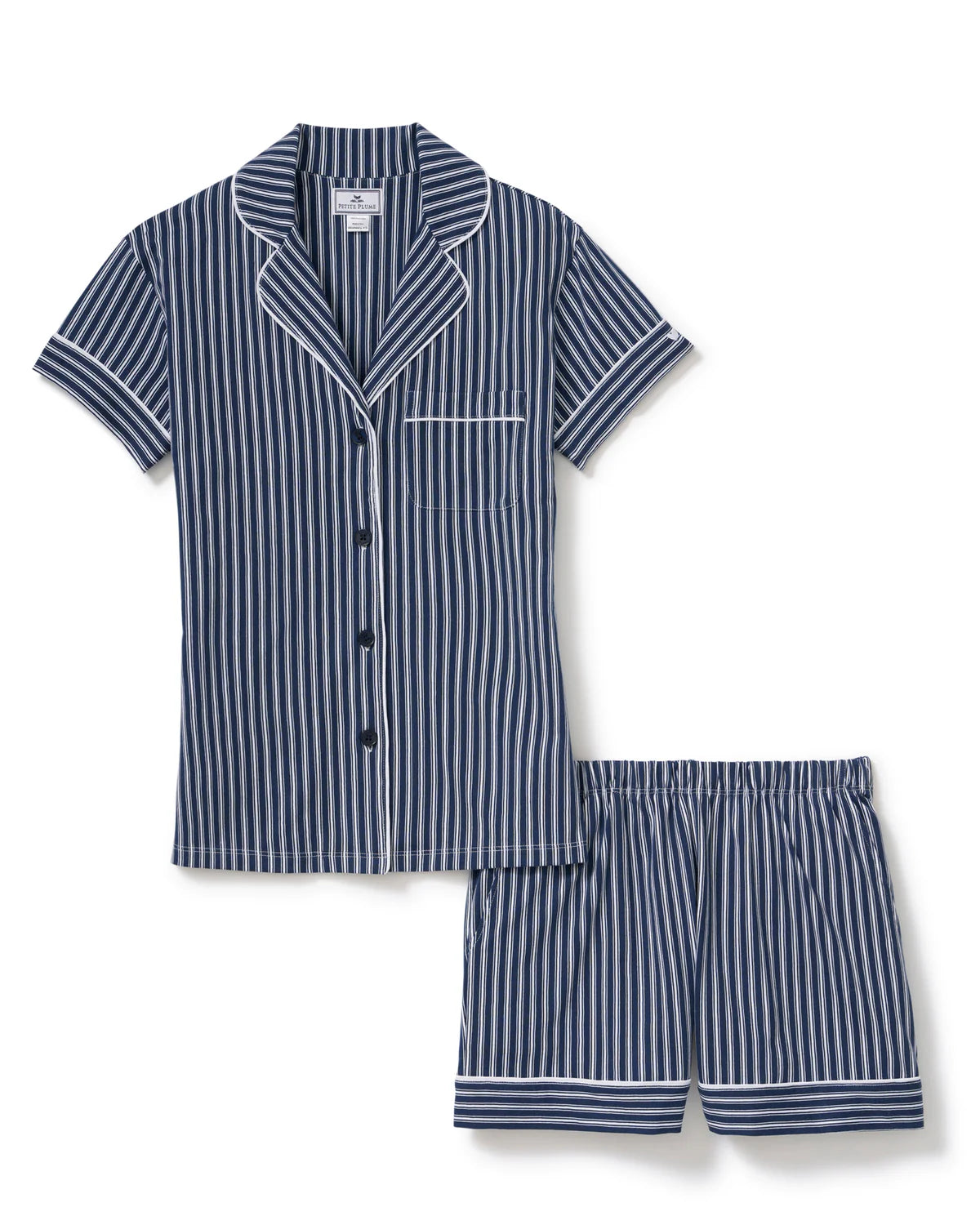 Women's Pima Shortie Set in Admiral Ticking