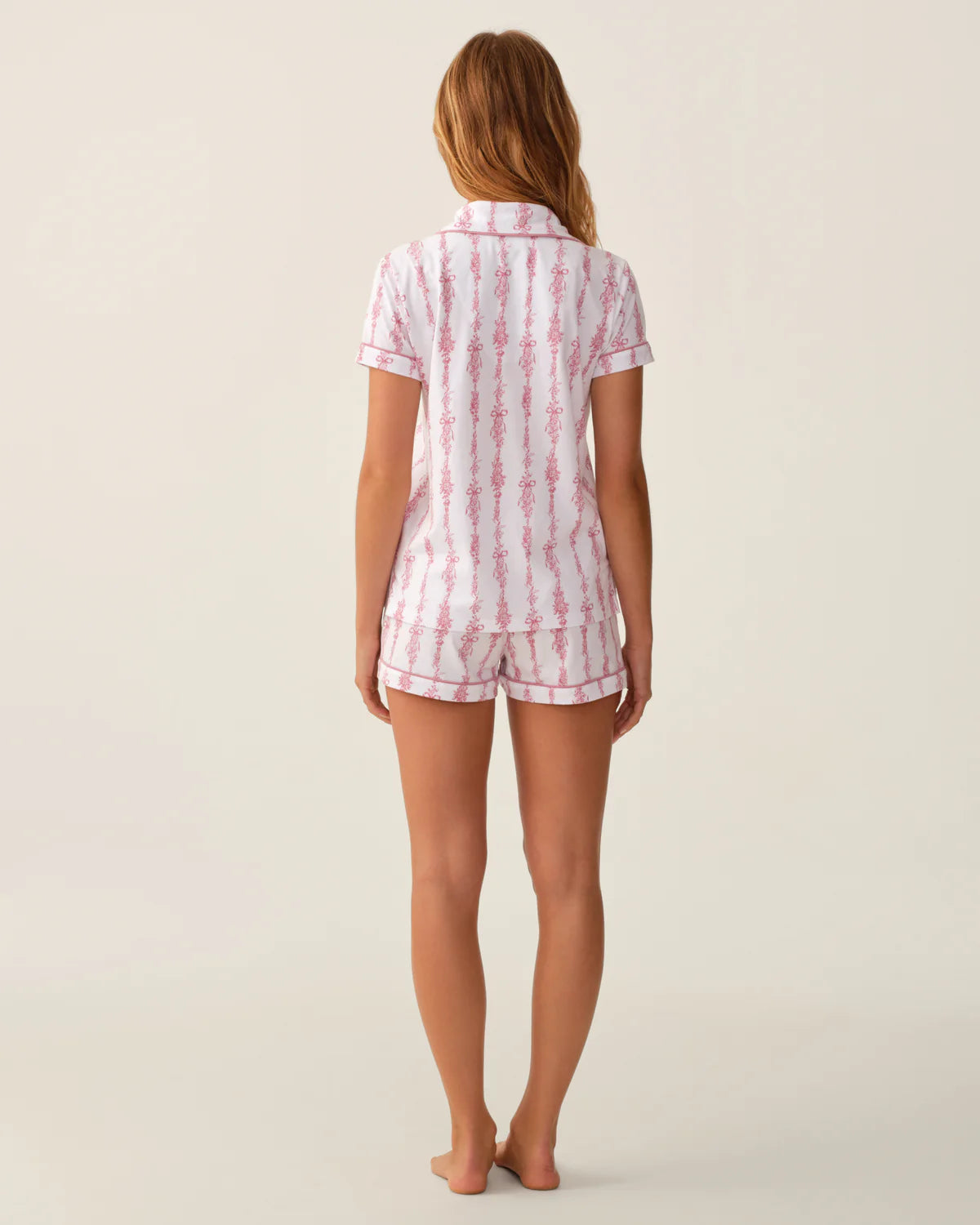 Women's Pima Shortie Set in Pink Mayfair Toile