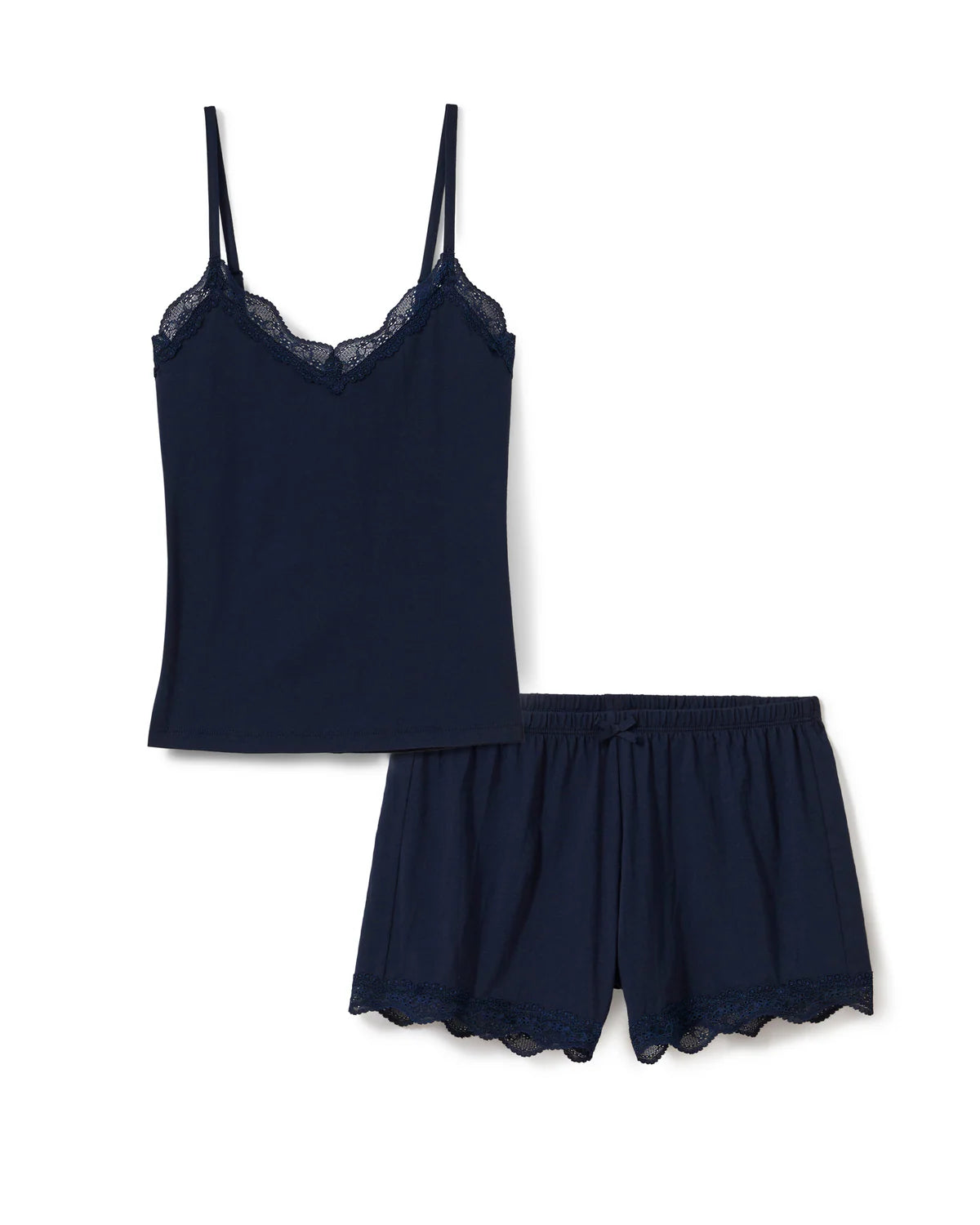 Women's Lightweight Pima Lace Cami Short Set in Navy
