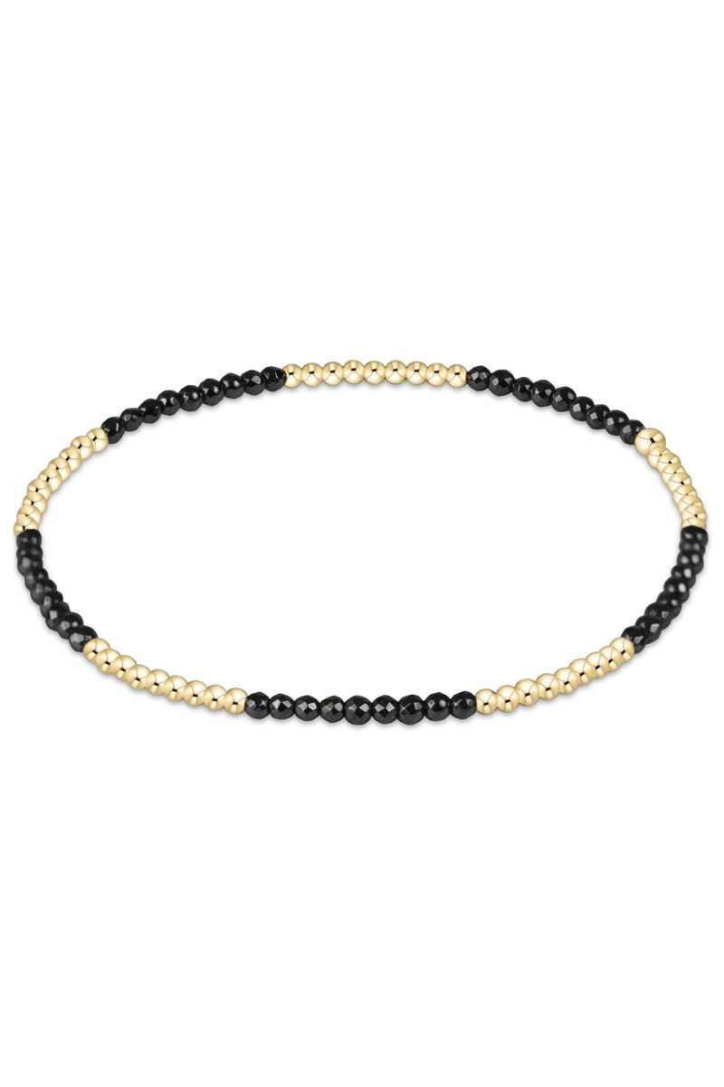 Blissful Pattern 2mm Bead  Bracelet -  Faceted Hematite