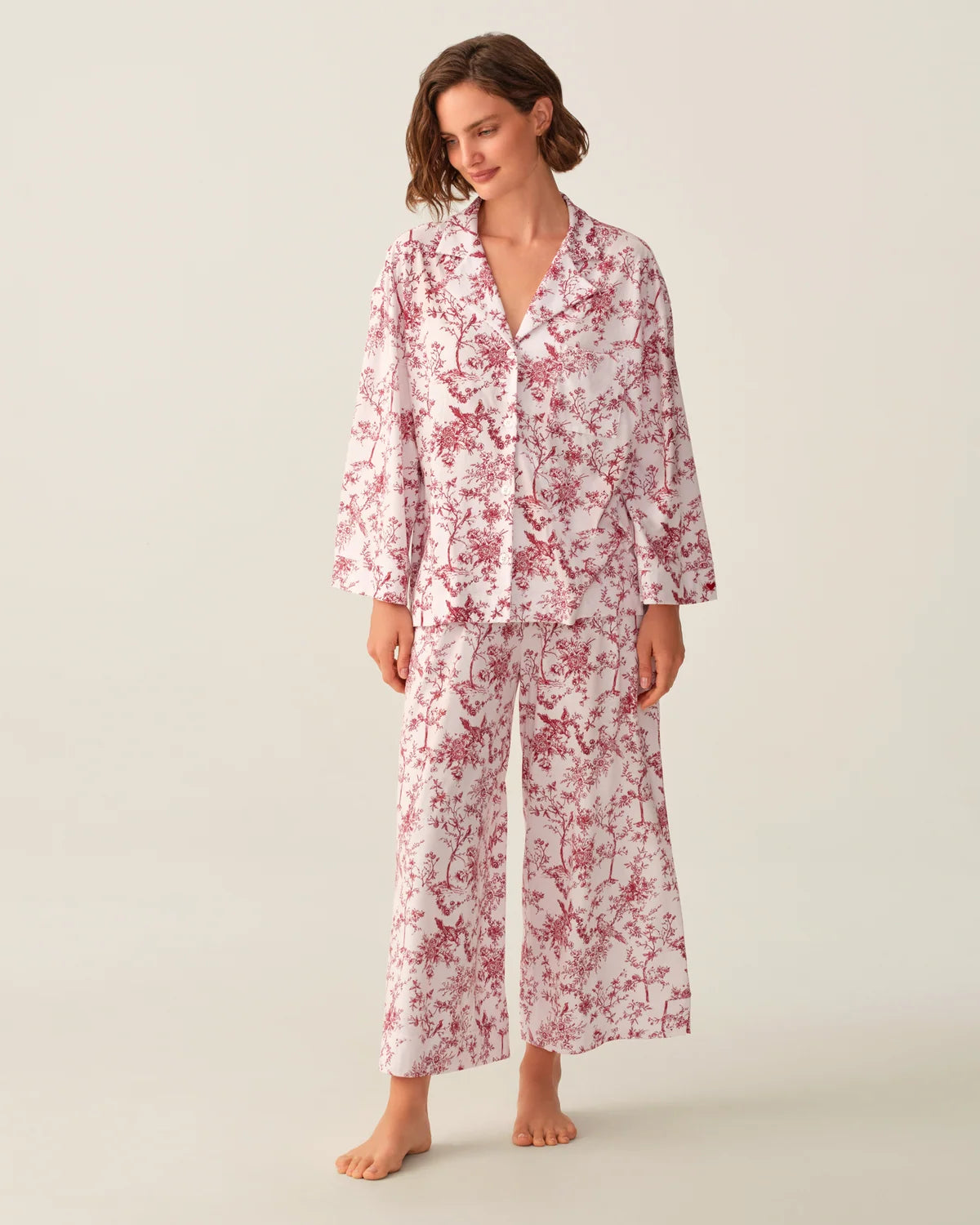Women's Pima Olivia Wide Leg Pajama in Red Timeless Toile