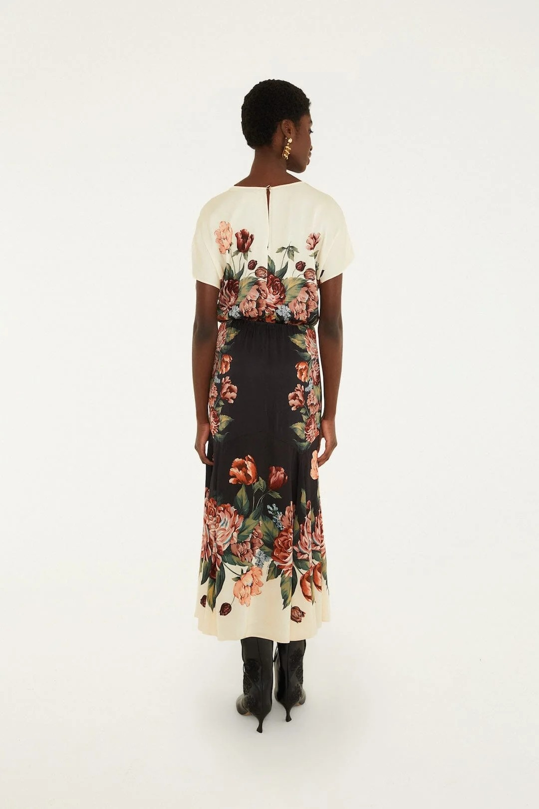 Winter Floral Cream Maxi Dress