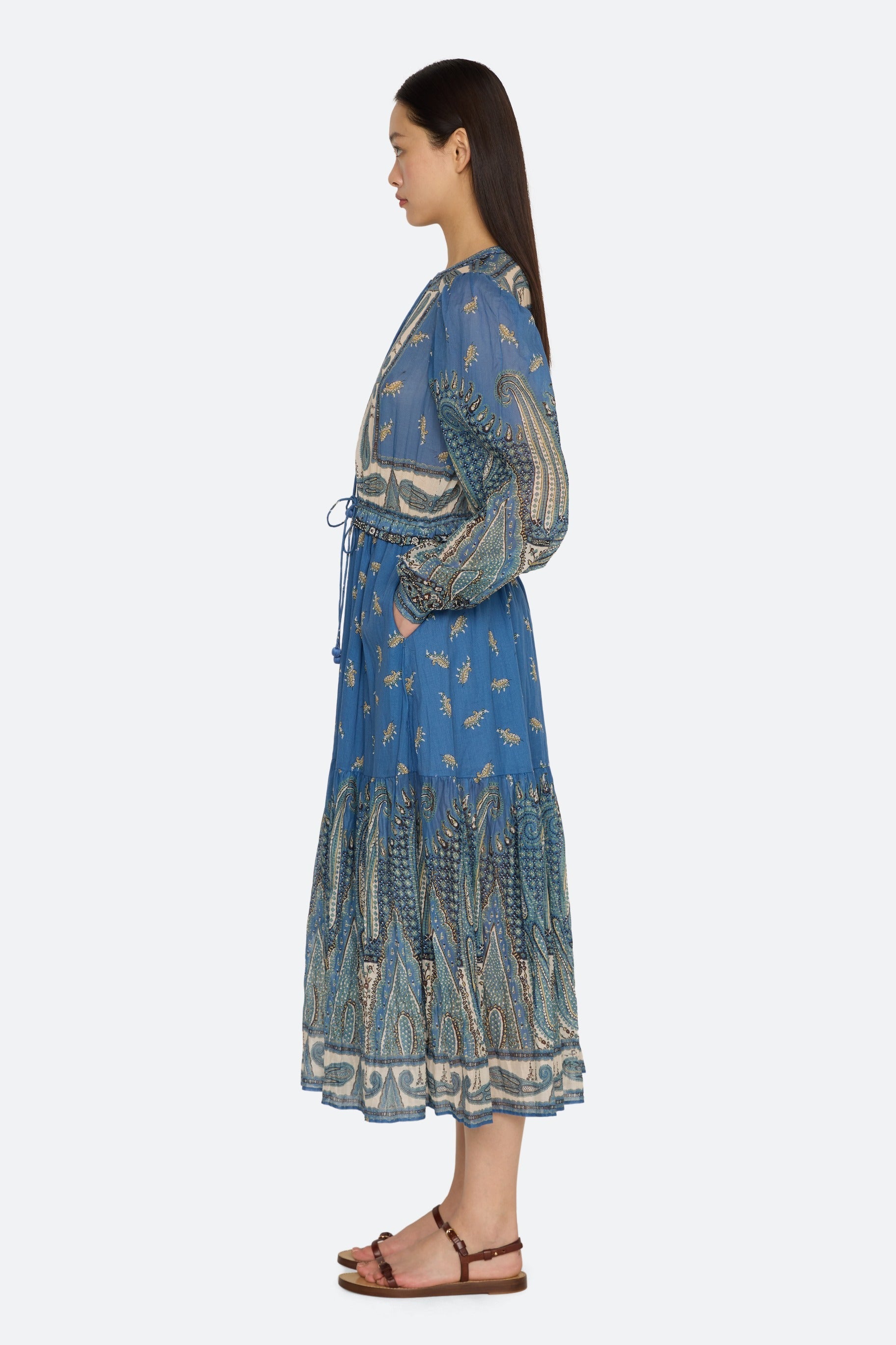 ELLERY PAISLEY L/SLV MIDI DRESS (D2)