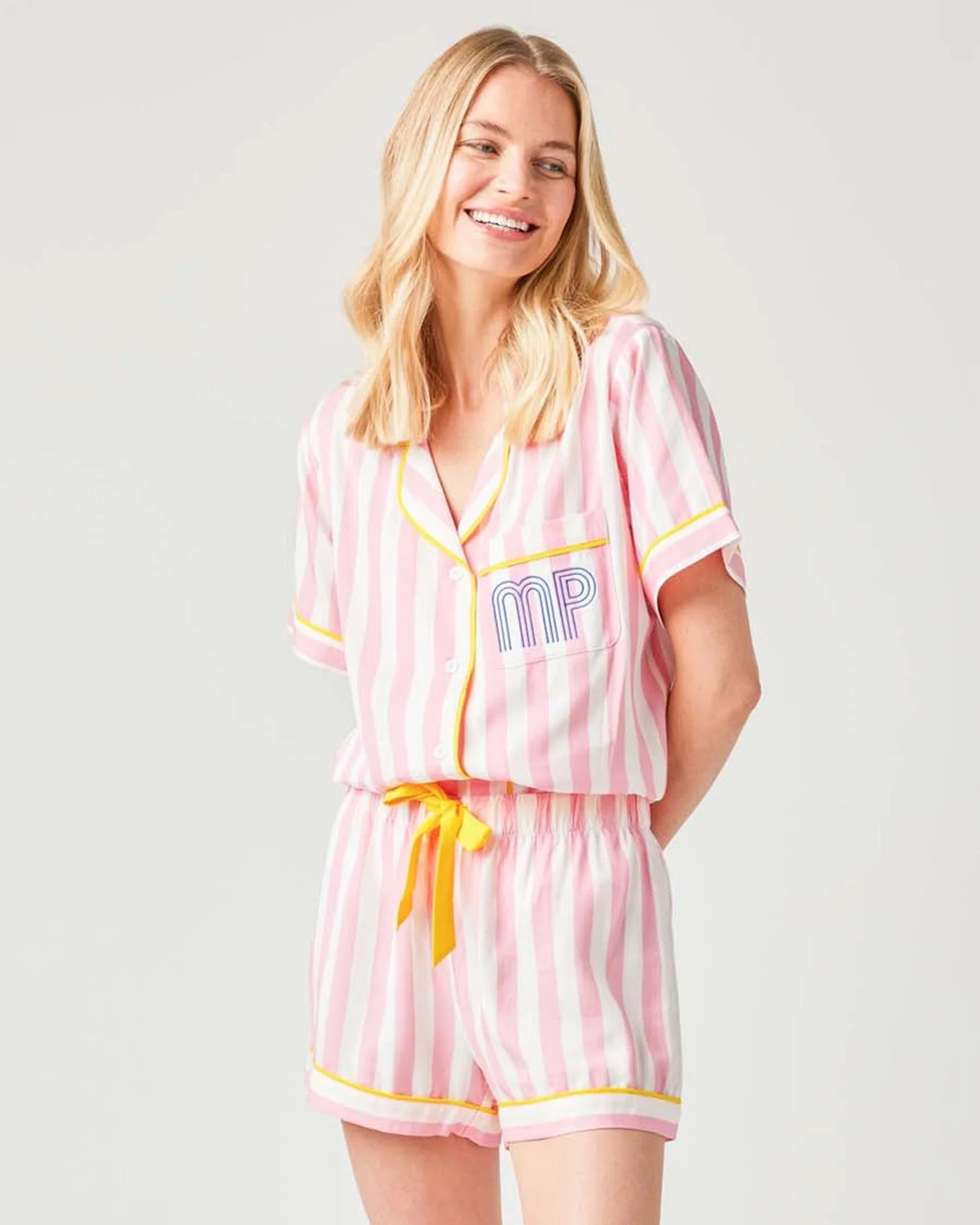 Retro Stripe Pajama Shorts Set