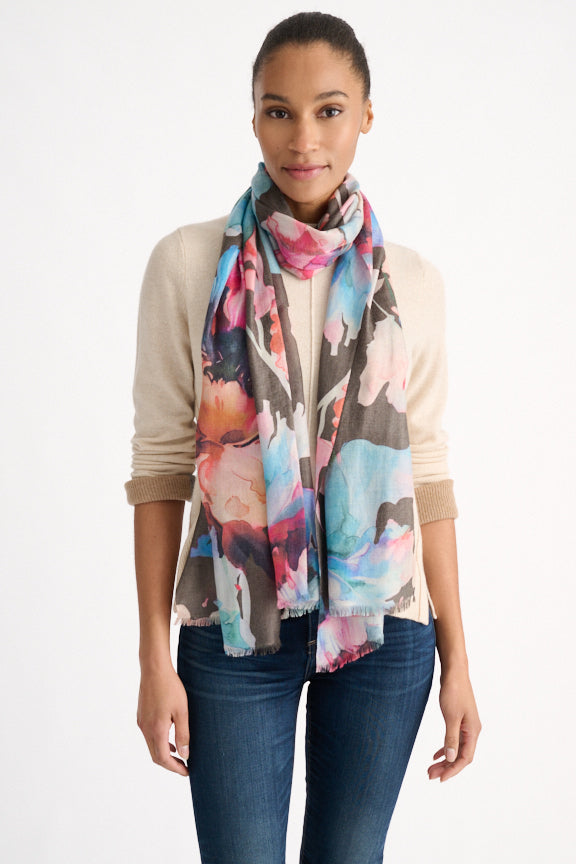 HIGHLAND BLOOMS PRINT SCARF